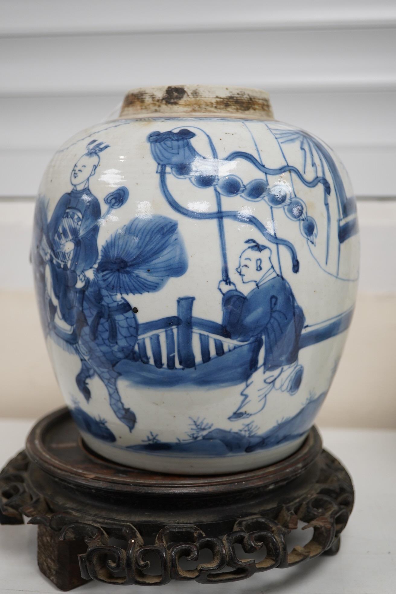 A Chinese blue and white ovoid ‘boys’ jar, Kangxi period